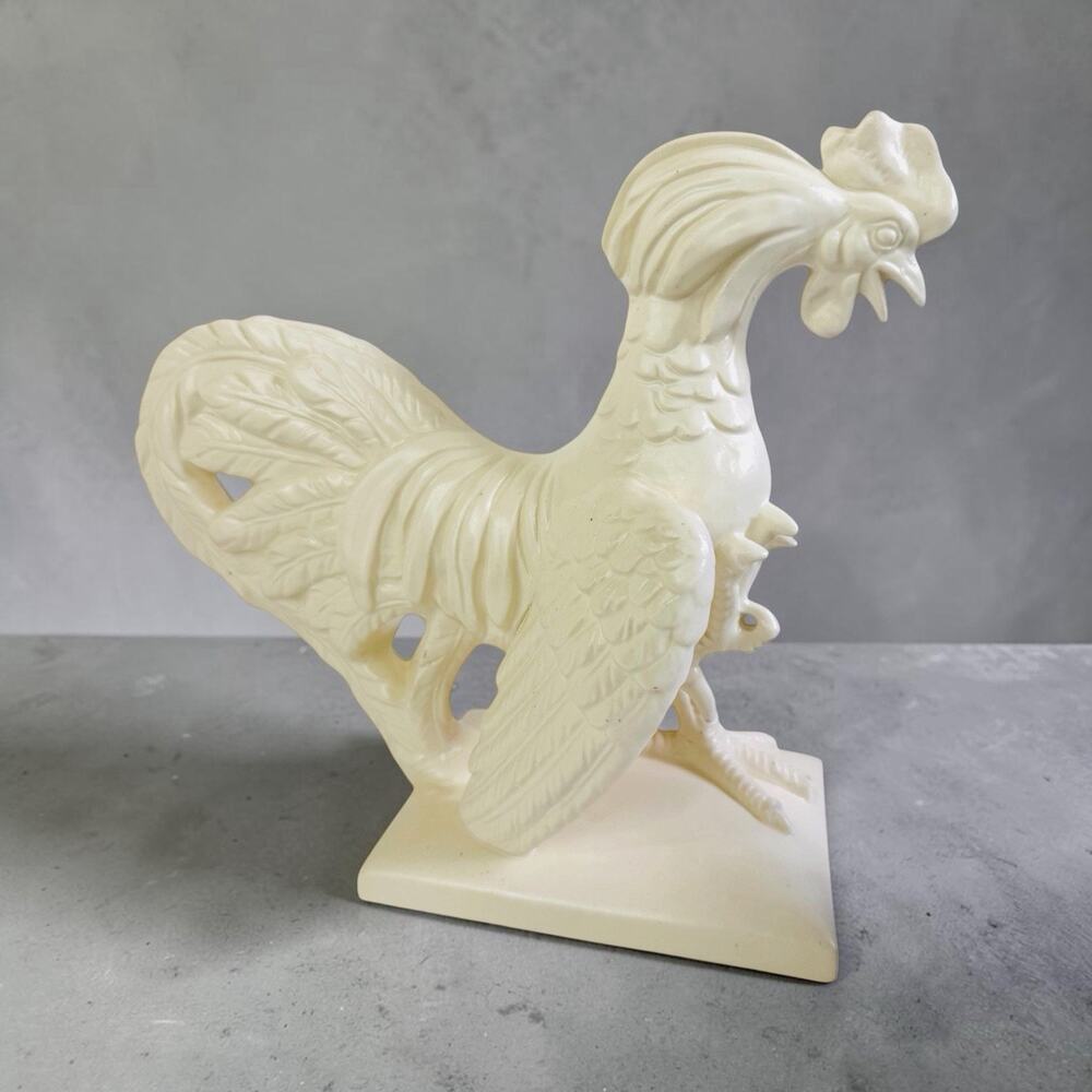 Vintage 1986 Rooster Rare (E&R) Porcelain Ivory Figurine Made Czechoslovakia